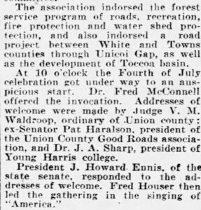 Pat Haralson Union County Good Roads Association Ajc Jul 5 1925