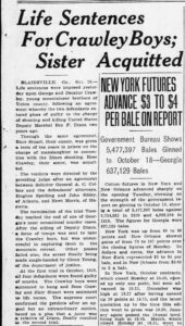 Life Sentences For Crawley Boys Sister Acquitted Oct 27 1921 Atlanta Semiweekly Journal Oct 27 1921